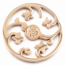 Rose Gold Flower Coin Plate with Champagne Zirconia